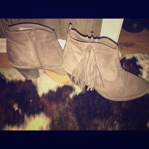Brown fringe boots